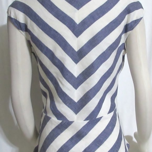 NEW Womens Ladies TALBOTS Denim Blue & White Stripe Washable Linen Top 6 - Picture 4 of 4